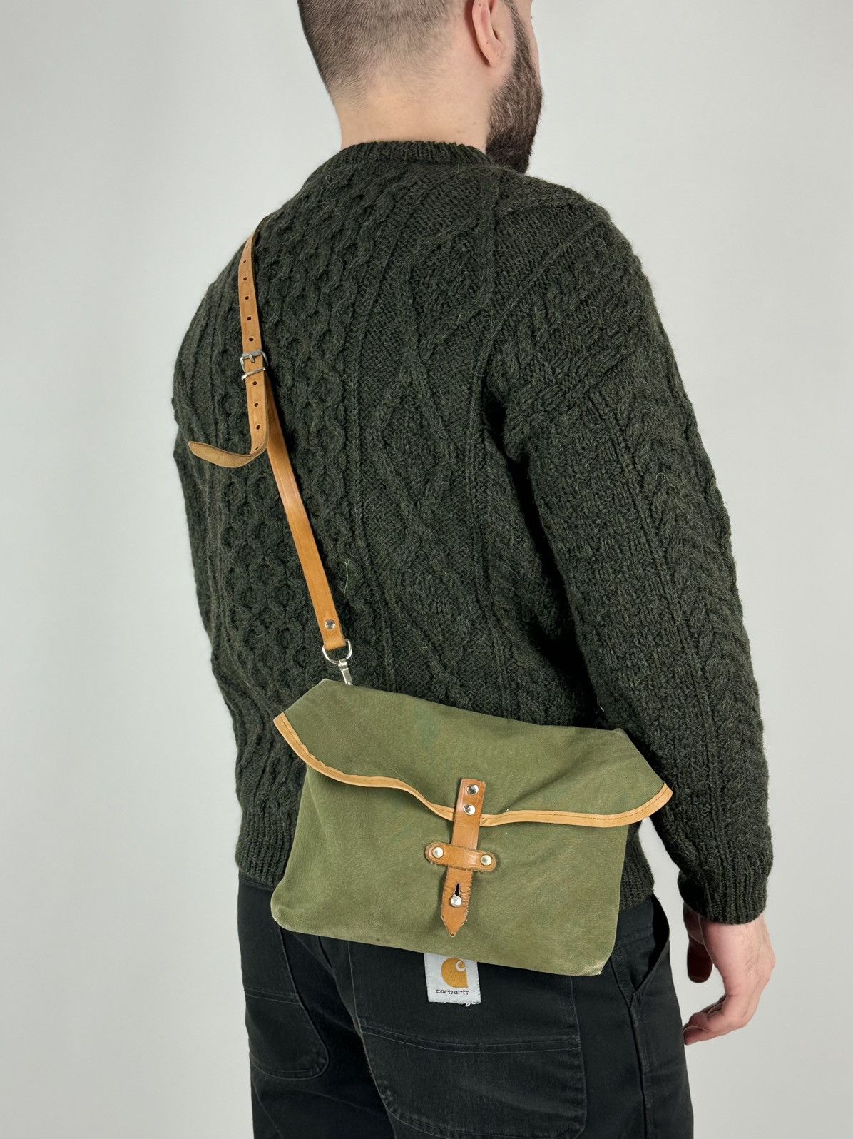 Vintage 60s 70s Vintage Hunter Green Canvas Essentials Shoulder Bag Size ONE SIZE - 1 Thumbnail