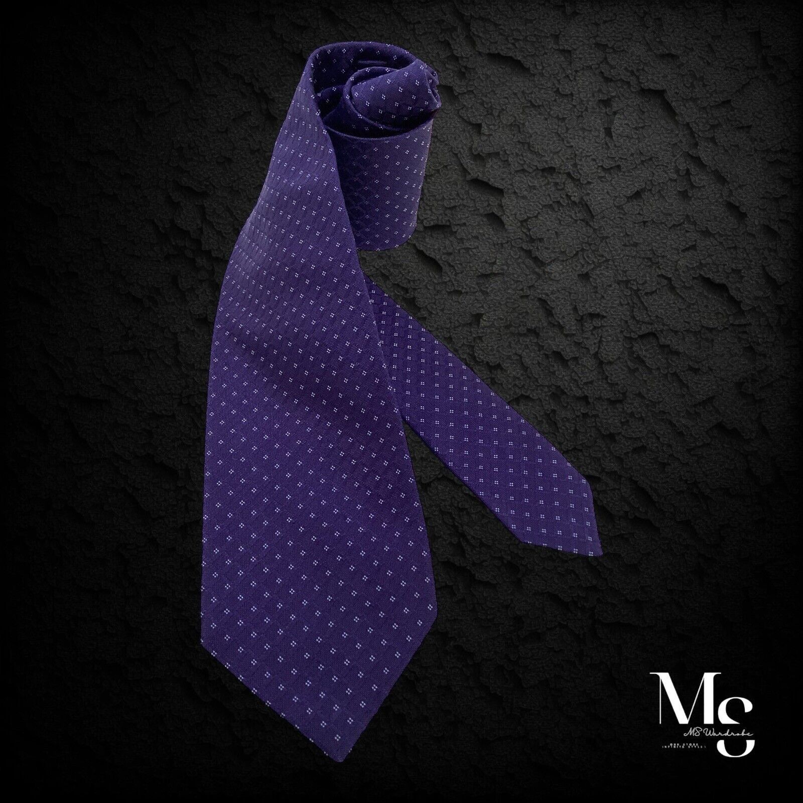 Figaret ALAIN FIGARET 7Fold Blue Geometric Silk Tie Italy W:3.25" EX Size ONE SIZE - 2 Thumbnail