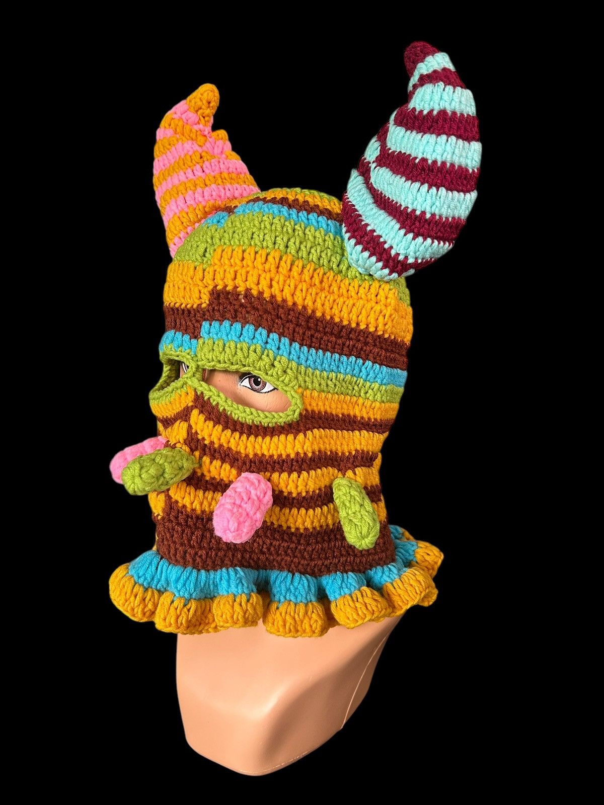 Japanese Brand × Kapital × Vintage Very Rare Crochet Knitted Handmade Balaclava Masked Size ONE SIZE - 2 Thumbnail