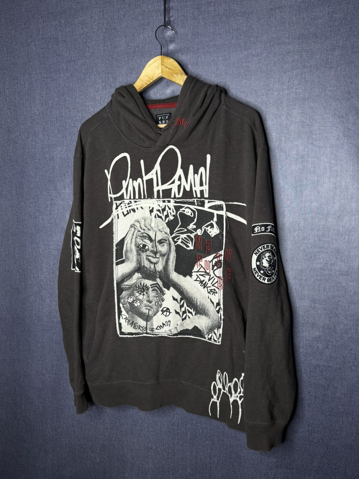 Other Punk Royal Graffiti Print Hoodie Distressed Y2K Avant Garde Size US L / EU 52-54 / 3 - 2 Thumbnail