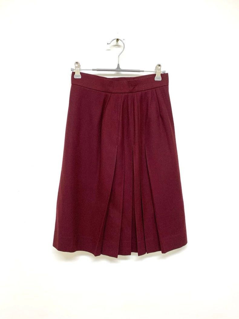 Yves Saint Laurent Ysl Burgundy Pleated Skirt Size 36-2506 Size 35" - 2 Thumbnail