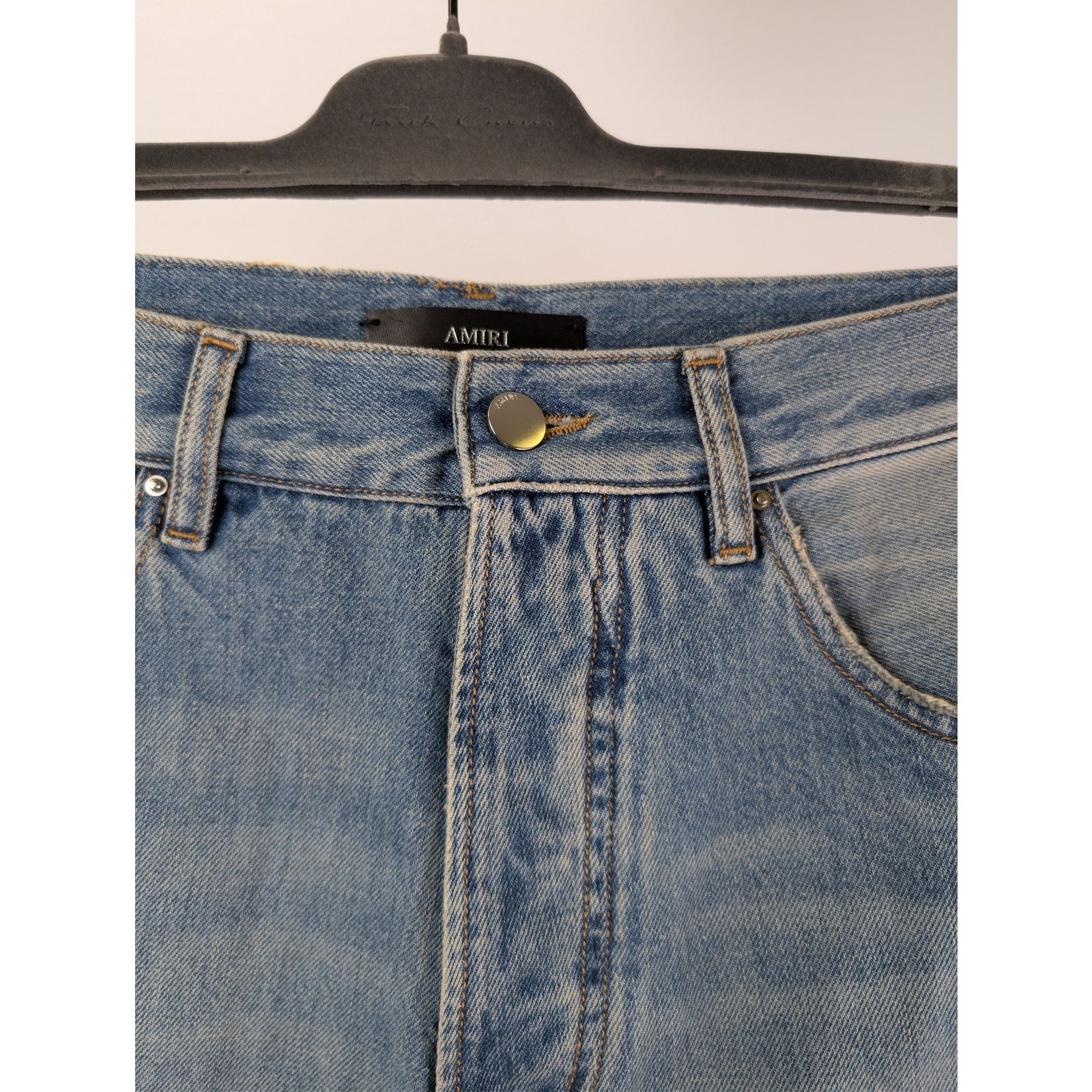 Amiri o1rshd1 Amiri Straight Leg Flare Jean Denim Antique Indigo Size US 30 / EU 46 - 7 Thumbnail