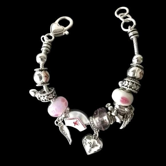 Handmade Nurse Charm Bracelet New Frontline Heroes Angels New RN LPN Size ONE SIZE - 4 Thumbnail