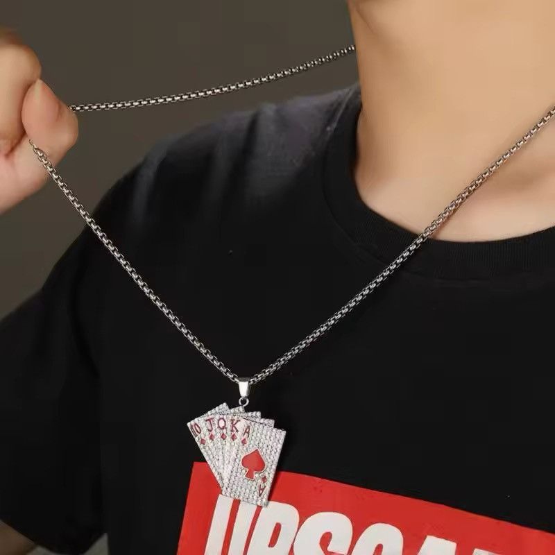 Jewelry Red Trendy Playing Card Necklace Size ONE SIZE - 3 Thumbnail