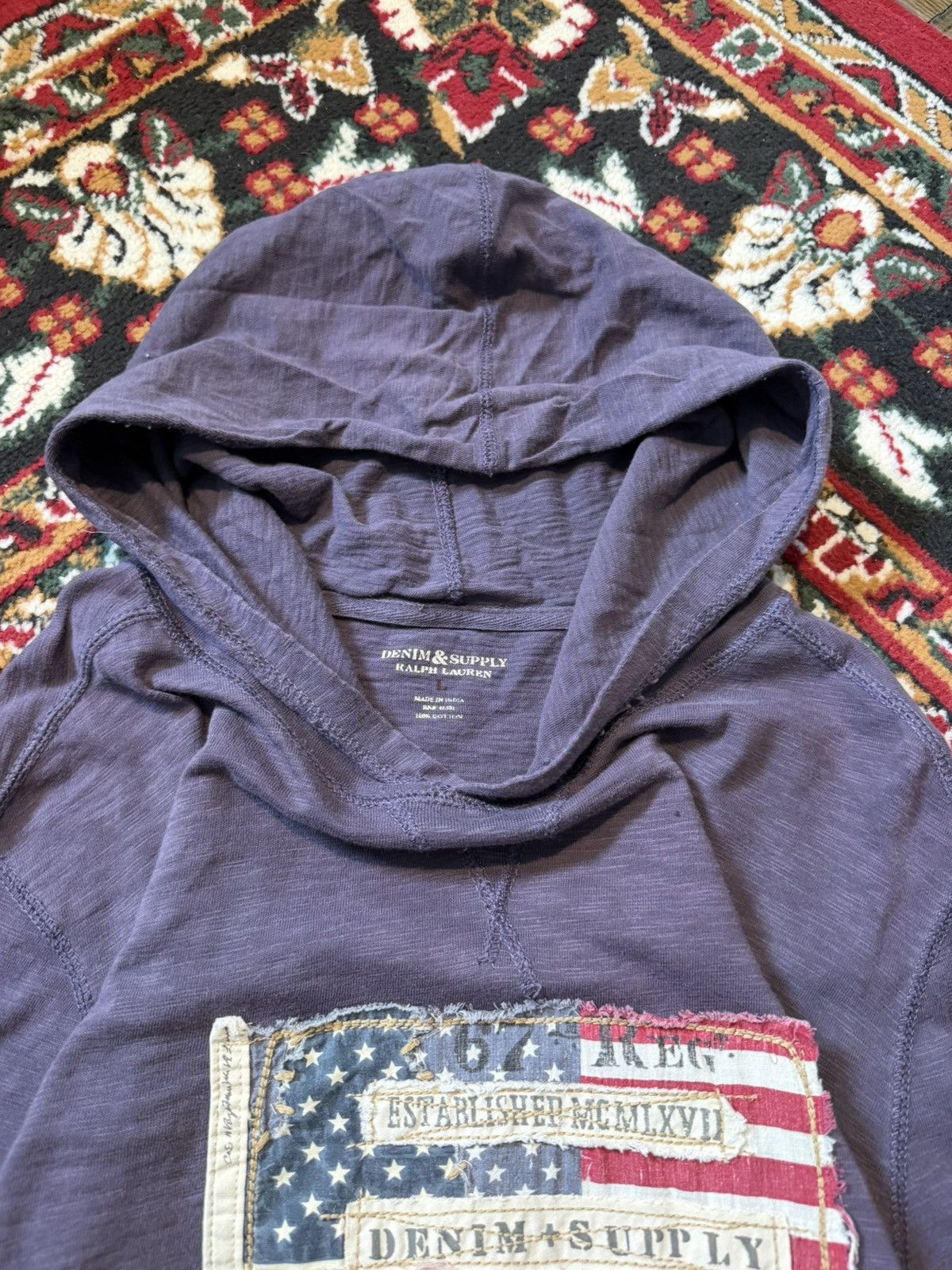 Polo Ralph Lauren Polo Ralph Lauren Denim & Supply Americana Flag Purple Hoodi Size US L / EU 52-54 / 3 - 8 Thumbnail