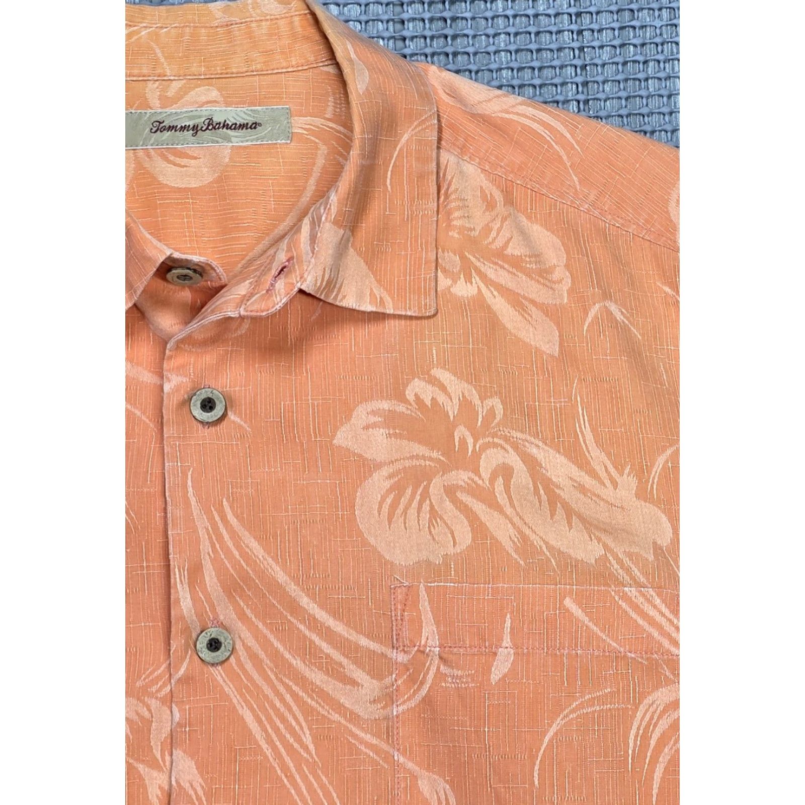 Tommy Bahama TOMMY BAHAMA Short Sleeve Camp Shirt Orange Silk Jacquard Floral Men M Size US M / EU 48-50 / 2 - 3 Thumbnail
