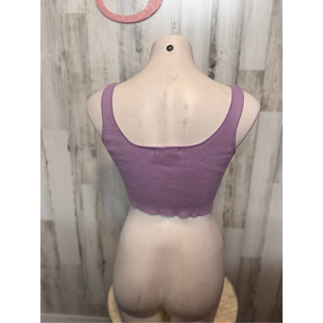 Other Lilac Ribbed Button-Front Cropped Tank Top Size S Size S / US 4 / IT 40 - 2 Thumbnail