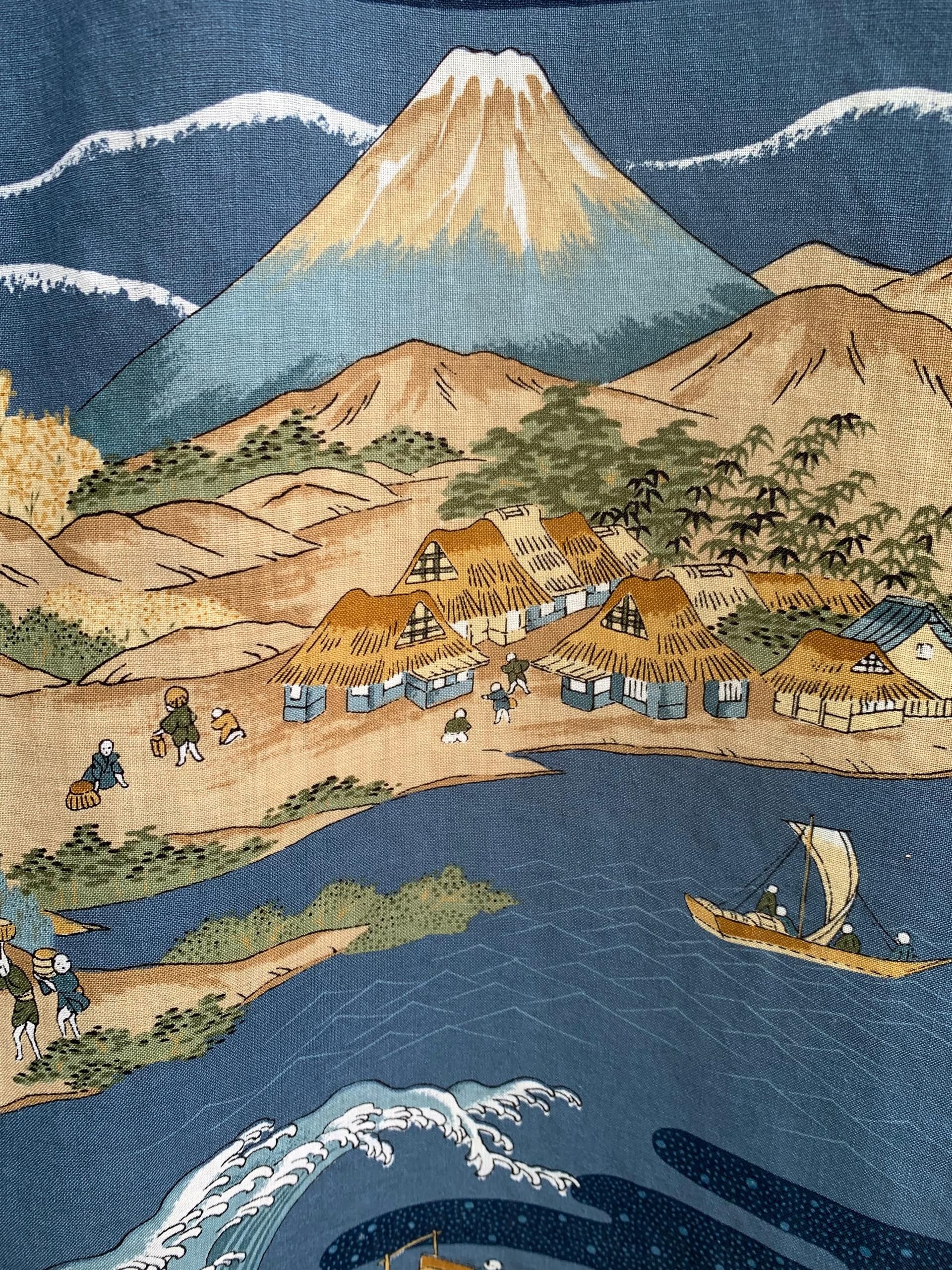 Komono Kimono Japanese Coastal Village Scane Design Size US L / EU 52-54 / 3 - 9 Thumbnail