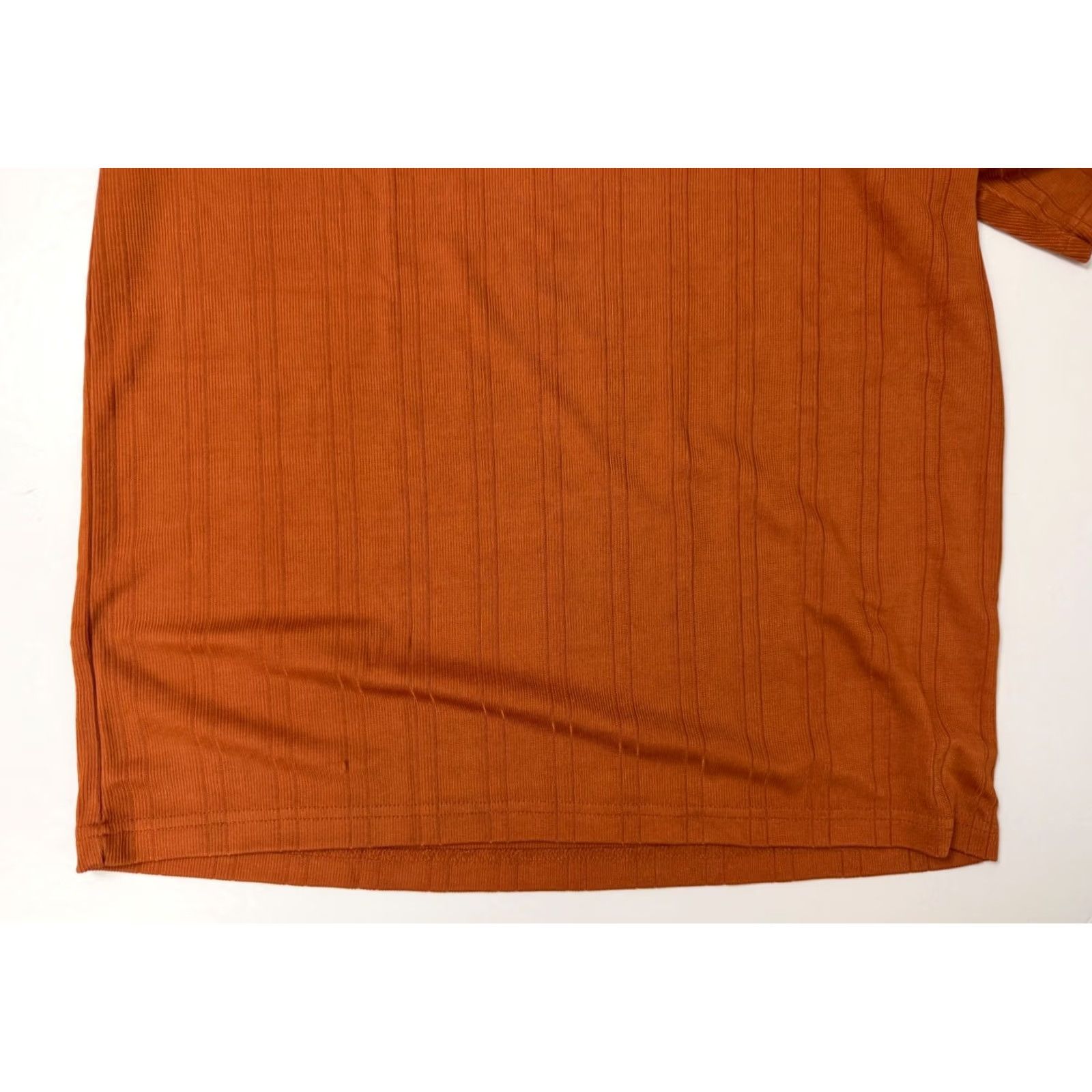 Vintage Vintage 90s Y2K Ribbed Shirt Men Large Silky Stretchy Polyester Burnt Orange Size US L / EU 52-54 / 3 - 7 Thumbnail