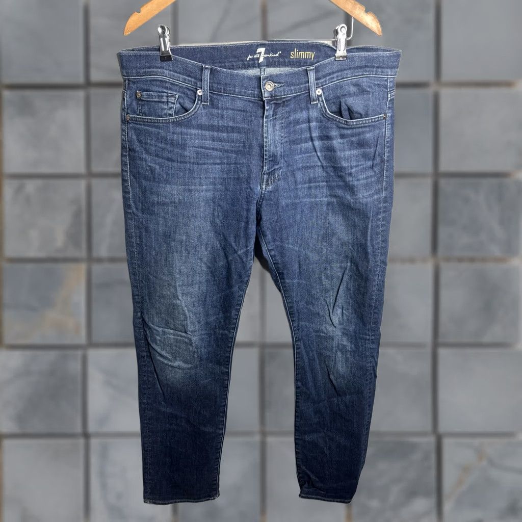 7 For All Mankind 7 For All Mankind Slimmy Jeans Mens Blue Denim Size 36 Wash Medium Straight Slim Size US 36 / EU 52 - 1 Thumbnail