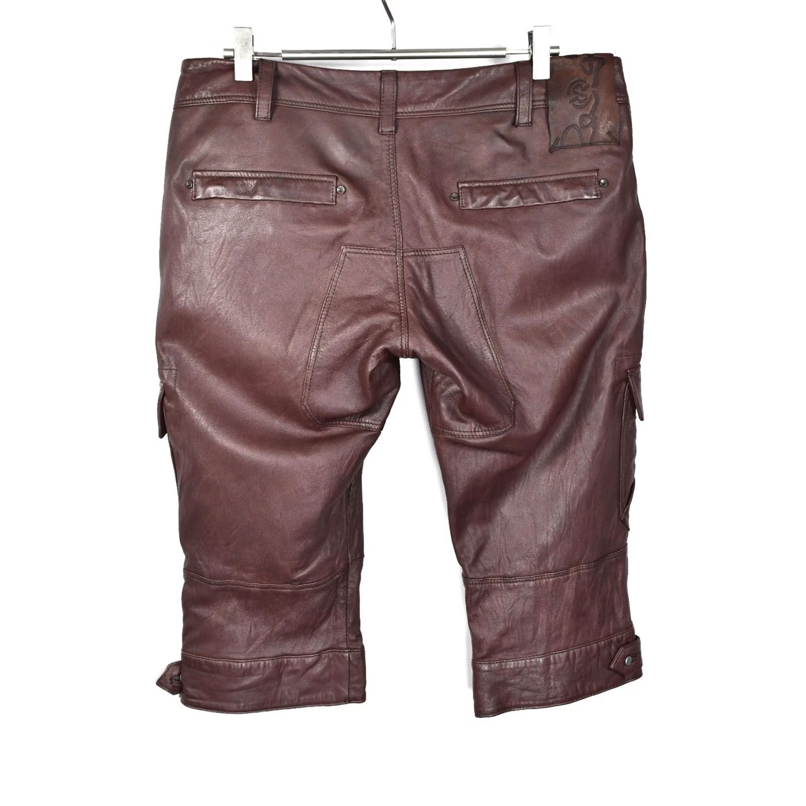 Vintage RAER Leather Pants Women's size 31 Brown 3/4 Modern Classic Casual Pants - 100% Genuine Leather Size 24" / US 00 / IT 34 - 3 Thumbnail