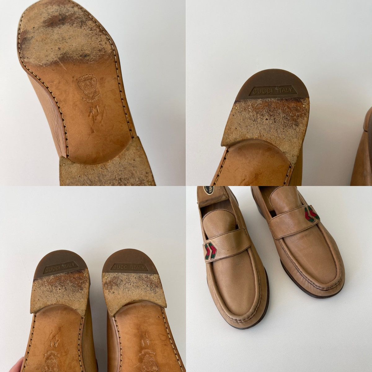 Gucci Gucci Leather Loafers Logo Vintage 80’s-90’s Shoes Beige Size US 7.5 / EU 40-41 - 8 Thumbnail