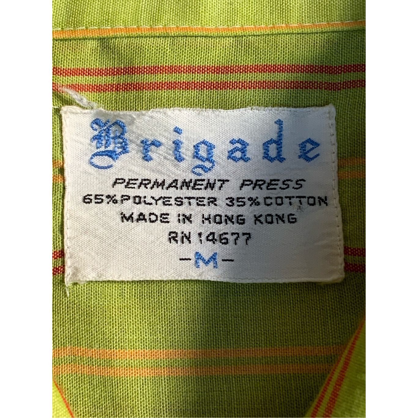 Vintage Vintage Brigade Striped Button Up Shirt Neon Green Orange Ye Size M / US 6-8 / IT 42-44 - 6 Thumbnail