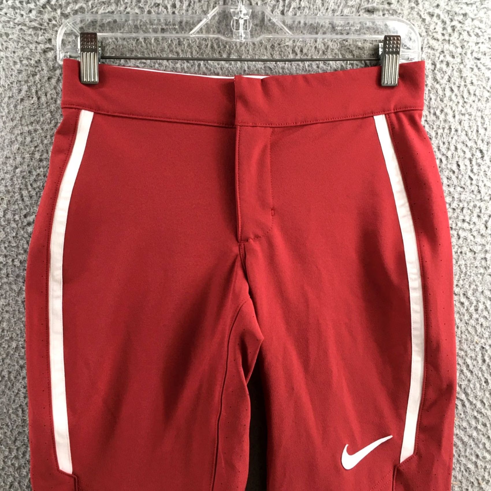 Nike Nike Capri Pants Womens S Red Dri-FIT Athletic Stripe Perforated Polyester Size 28" / US 6 / IT 42 - 2 Thumbnail