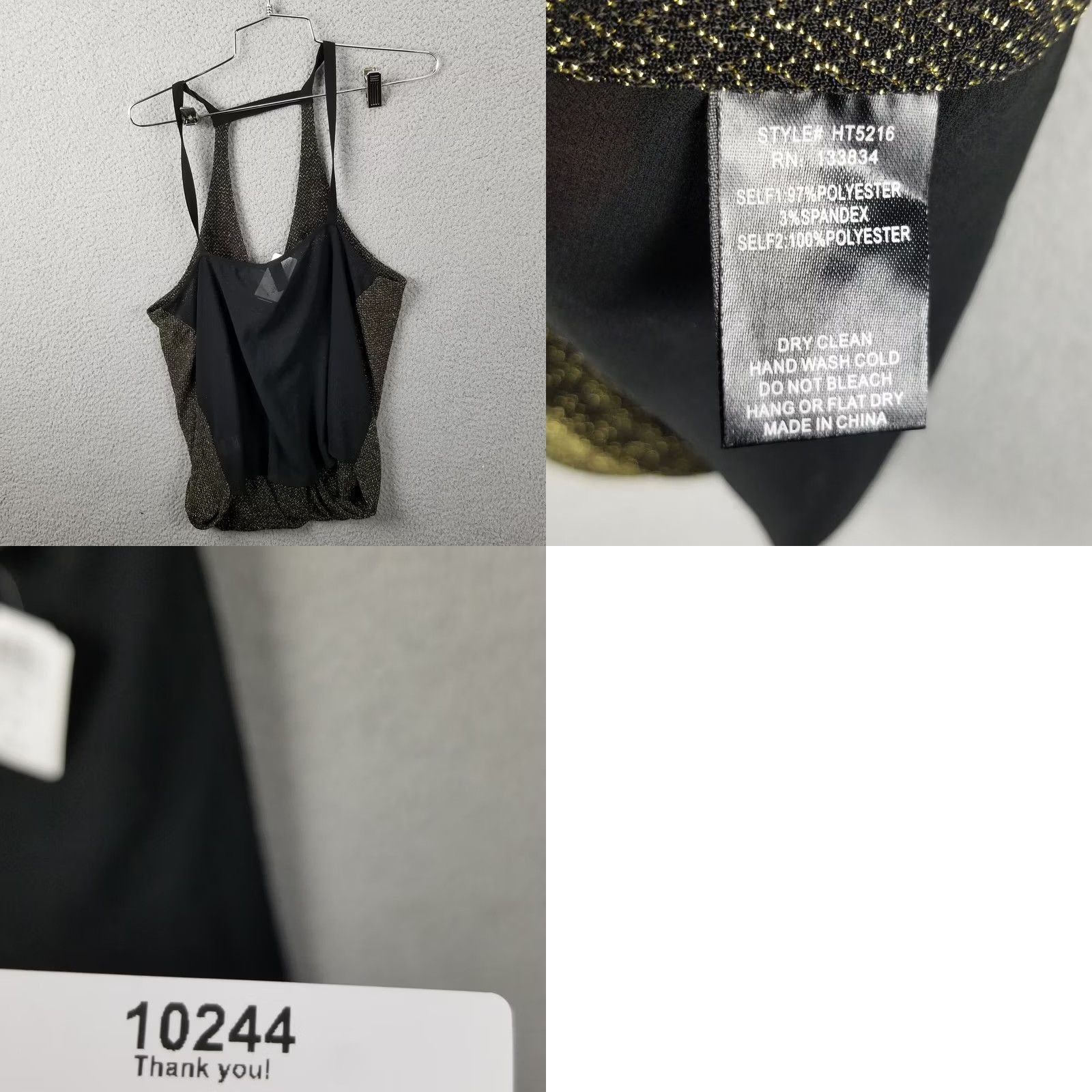 Vintage Windsor Tank Top NWT Medium Black Sheer Back Gold Size M / US 6-8 / IT 42-44 - 8 Thumbnail