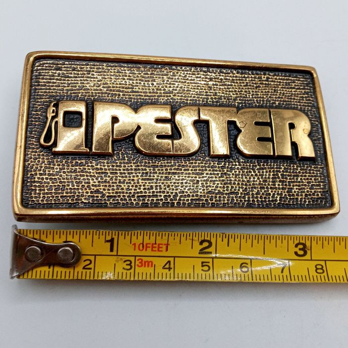 Vintage Pester Belt Buckle Gas Oil Service Station Automotive Car Ad