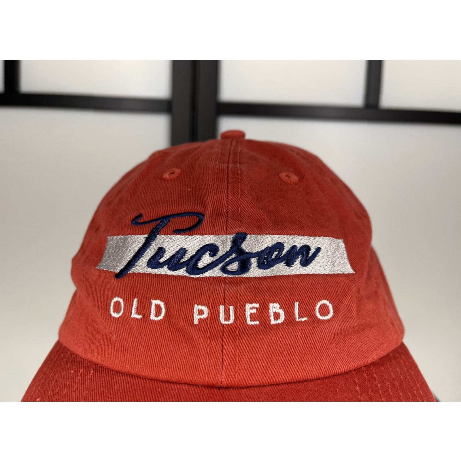 Vintage Old Pueblo Hat Womens One Size Red Orange 100% Cotton Tucson Cap Strap Back Size ONE SIZE - 2 Thumbnail