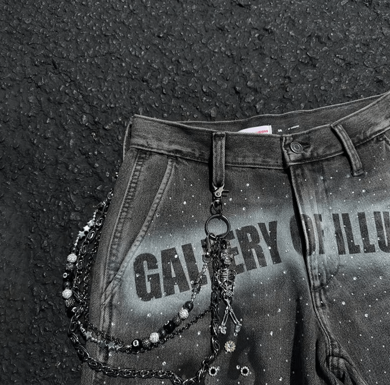 Japanese Brand 2 Distressed Jeans Retro Rhinestone Flame Size US 30 / EU 46 - 2 Thumbnail