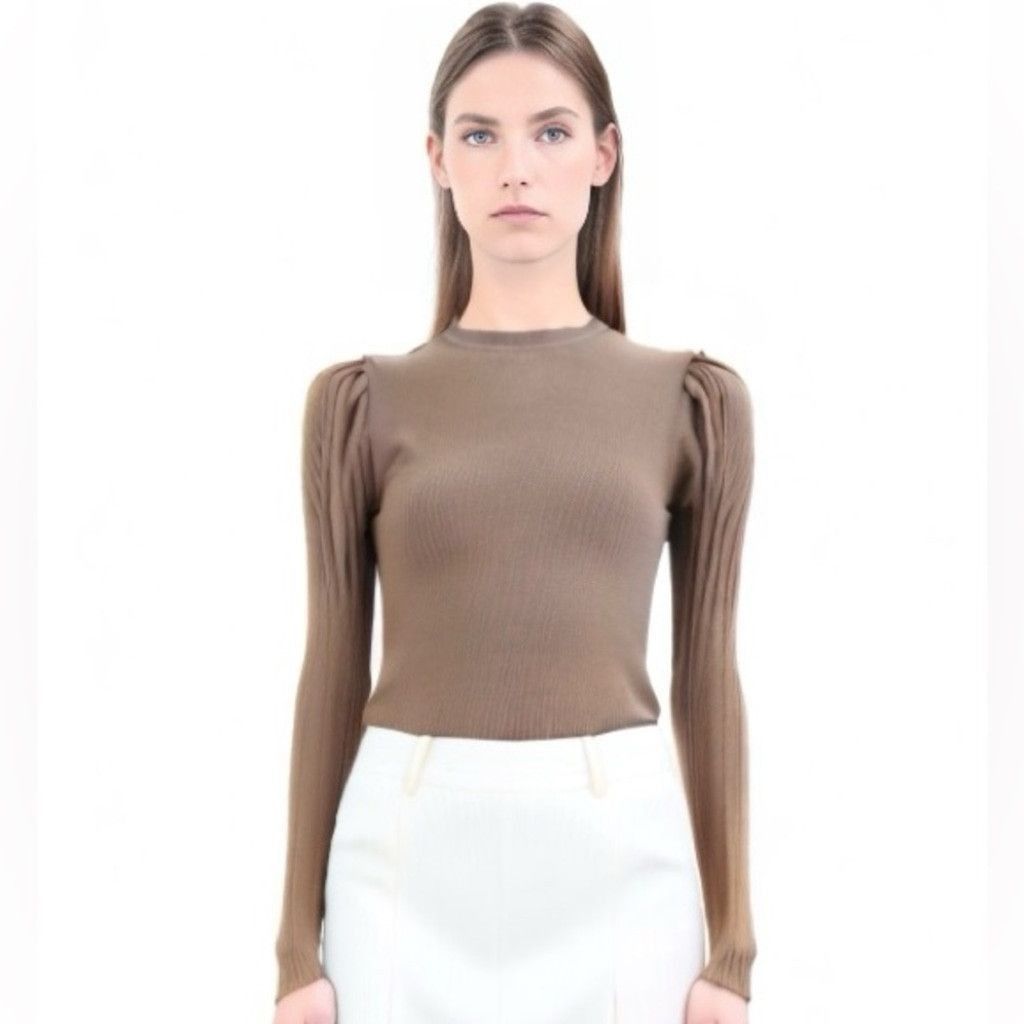 Other Niccolai Women's Ribbed Knit Sweater Long Sleeve Brown Large Size L / US 10 / IT 46 - 1 Thumbnail