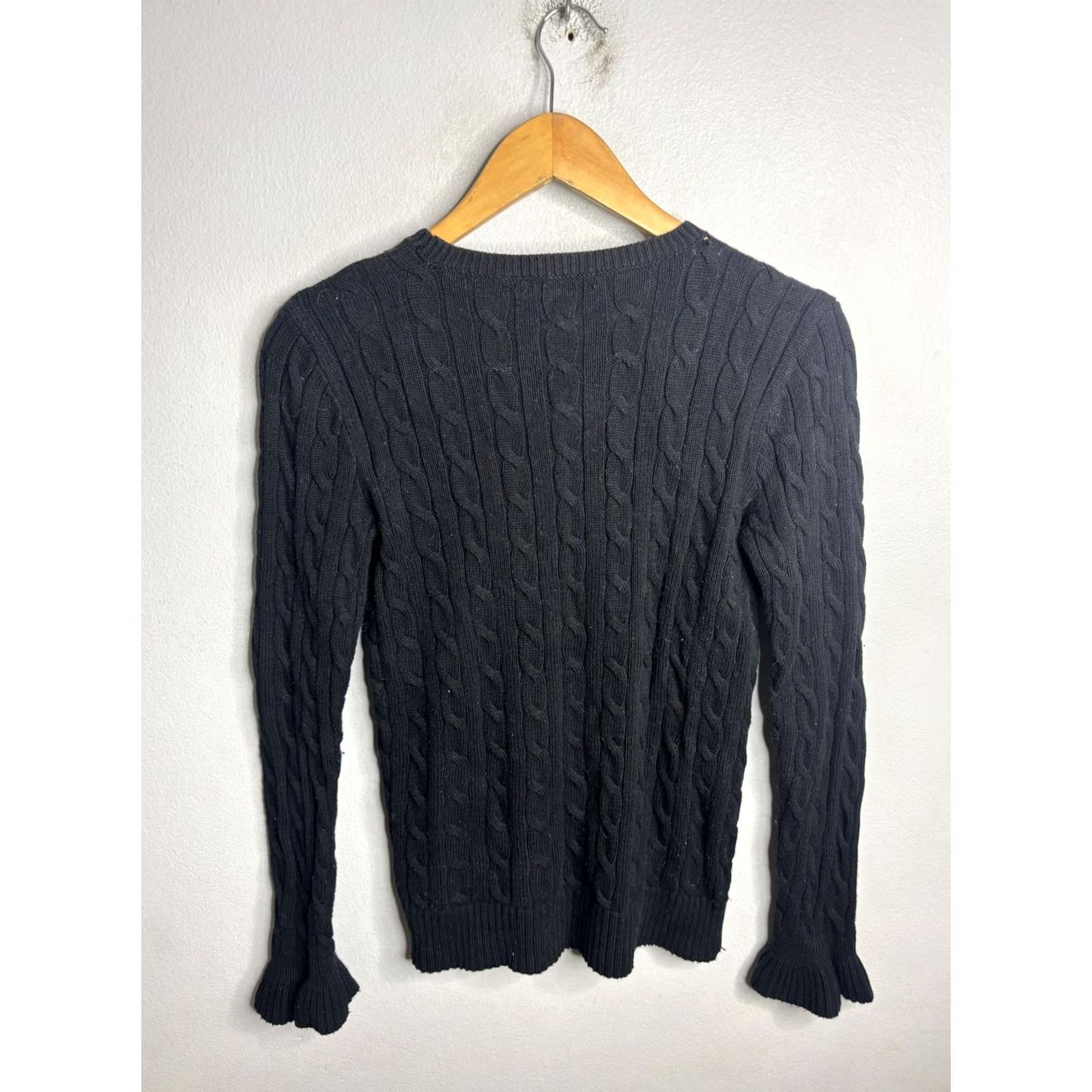 Ralph Lauren Lauren Ralph Lauren Sweater Womens Medium Black Cable Knit Crewneck Pullover Size M / US 6-8 / IT 42-44 - 4 Thumbnail