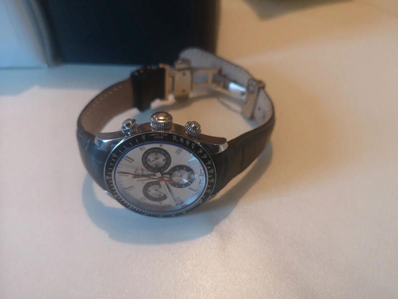 Designer Rotary men's white dial black leather strap watch Size ONE SIZE - 4 Thumbnail