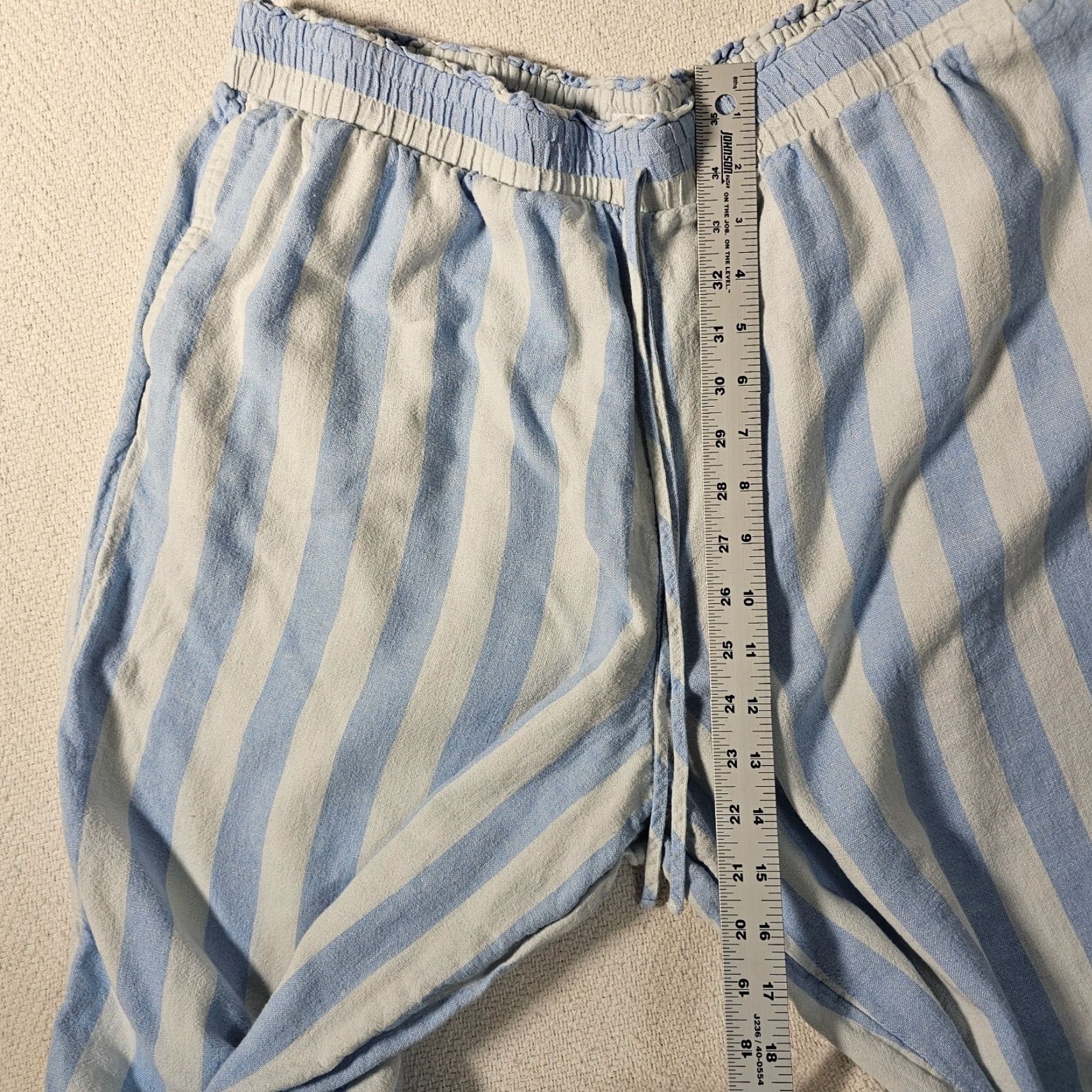 Vintage VINTAGE Lauren Conrad Women's Wide Leg Pants Casual Linen Blue 2XL Cropped Summer Size 40" / US 18 - 6 Thumbnail