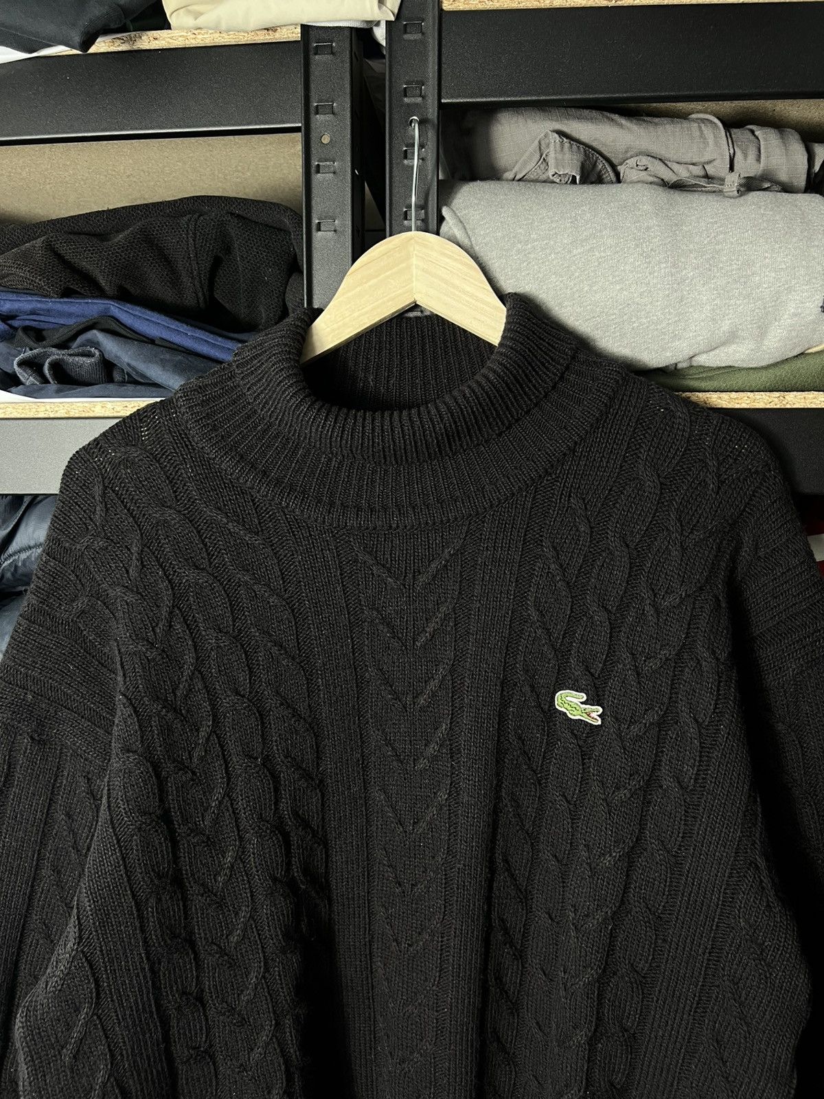 Lacoste Vintage Lacoste Cable Knit Sweater Black Size XL Wool Blend Size US XL / EU 56 / 4 - 2 Thumbnail