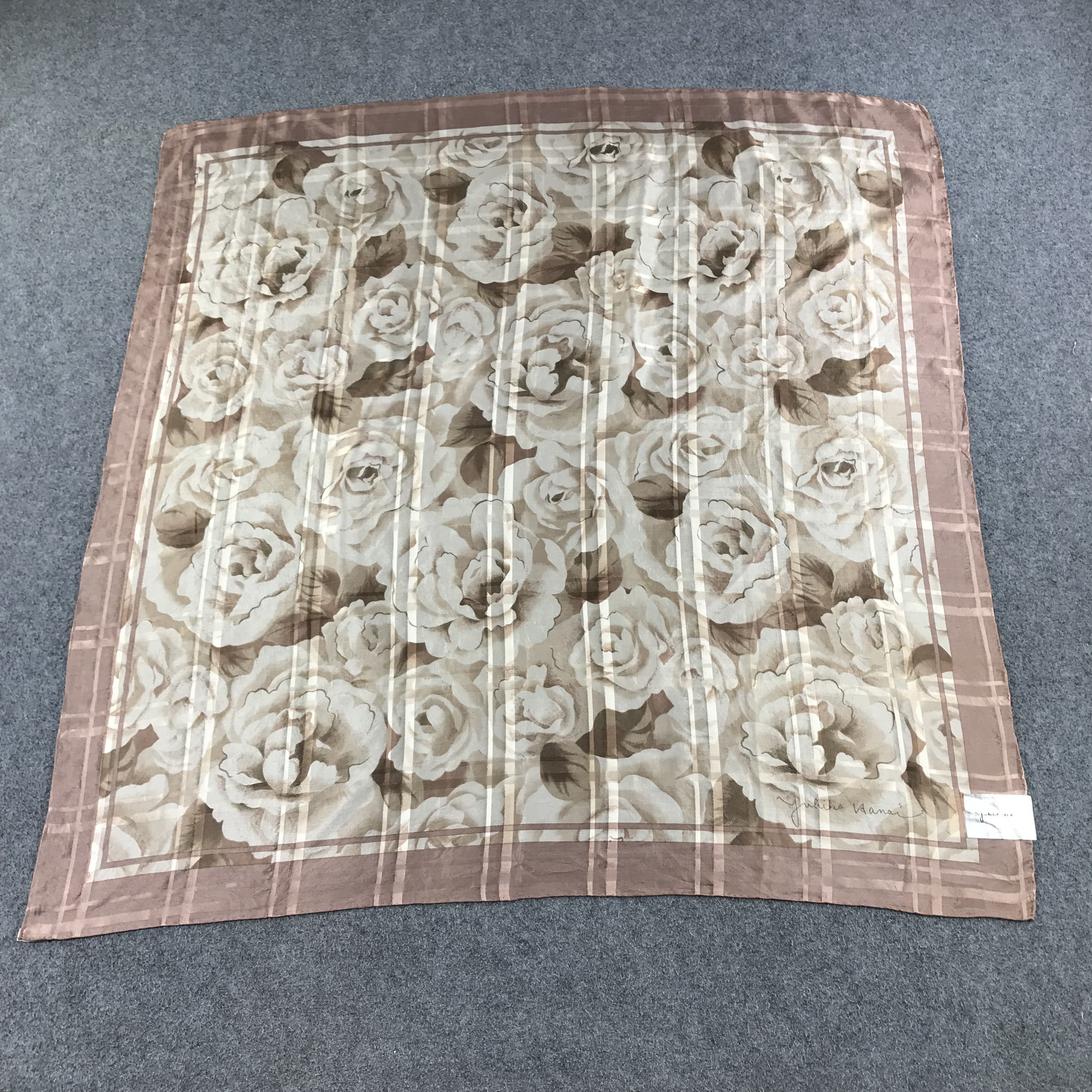 Japanese Brand Yukiko Hanai Floral Silk Scarf M117 Size ONE SIZE - 2 Thumbnail
