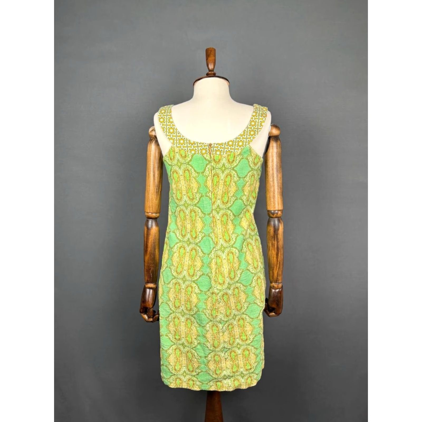 Vintage Save the Queen Womens Midi Dress XL Green Cotton Sleeveless Zipper Dress Size XL / US 12-14 / IT 48-50 - 2 Thumbnail