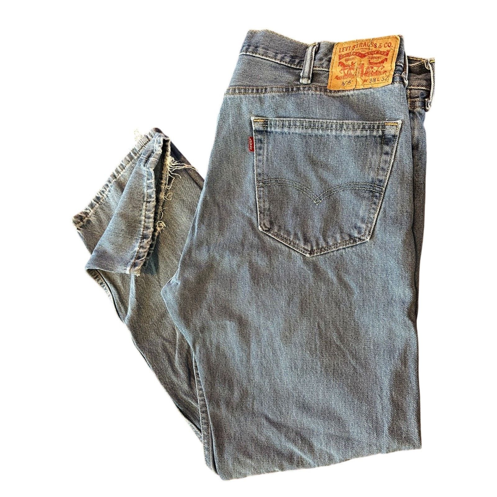 Levi's Levis 505 Regular Fit Jeans 38x32 Blue Light Wash, Distress Size US 38 / EU 54 - 1 Thumbnail