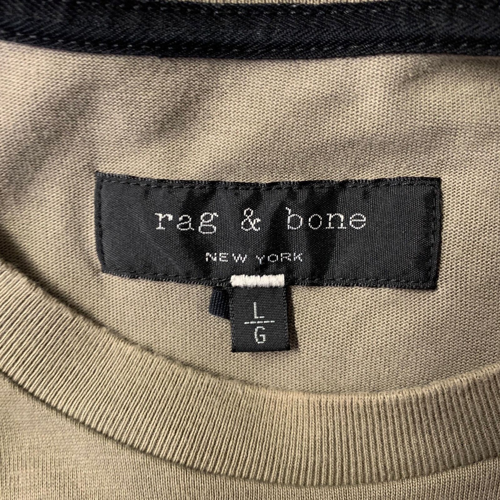 Rag & Bone RAG & BONE L Green Black Embroidery Cotton Crew-Neck T-shirt Size US L / EU 52-54 / 3 - 6 Thumbnail