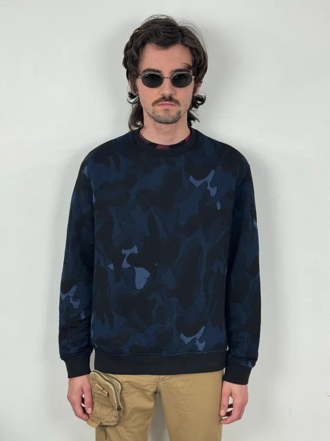 Emporio Armani SS2018 Emporio Armani Navy Wool Camouflage Sweater Size US M / EU 48-50 / 2 - 2 Thumbnail