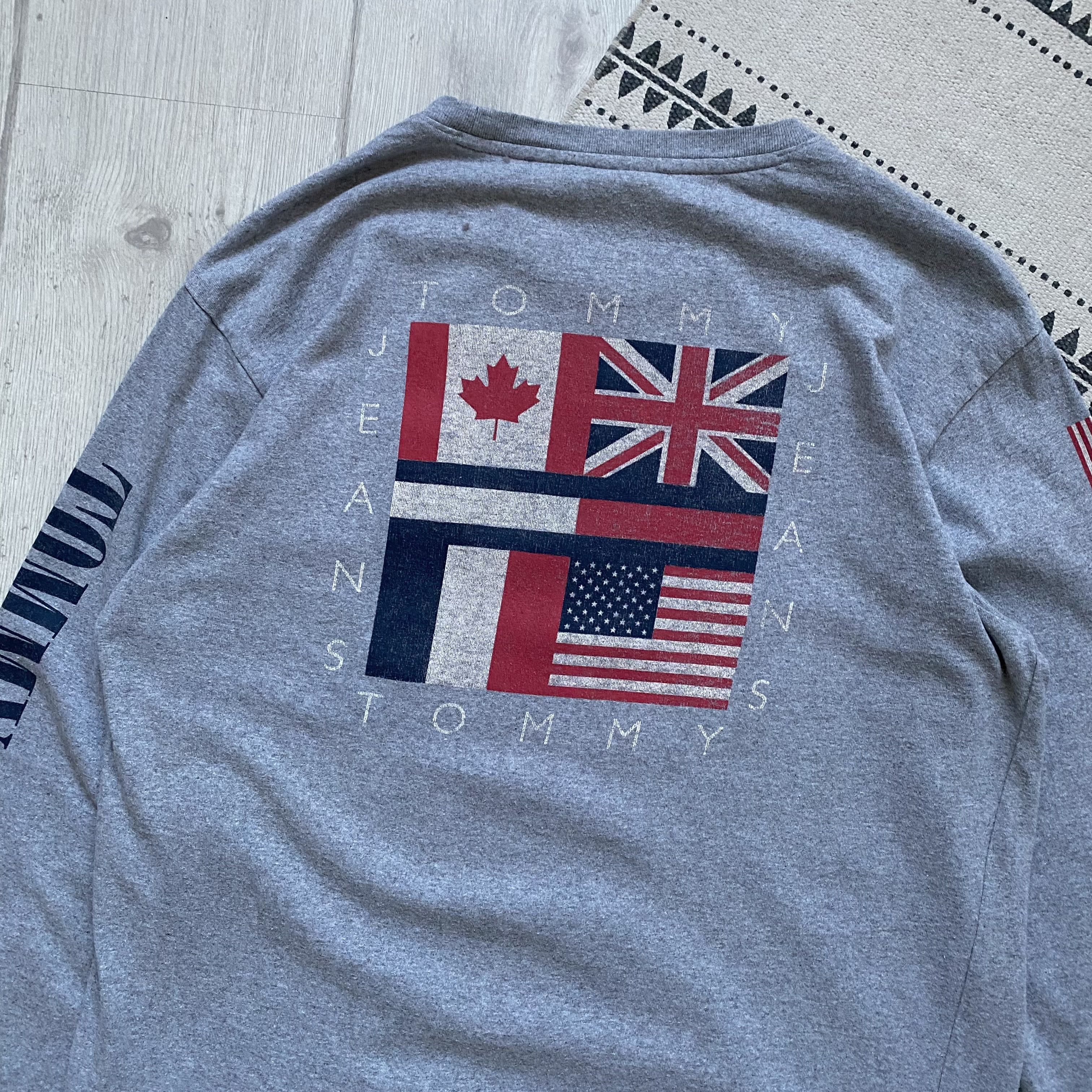 Tommy Hilfiger 🇺🇸 Vintage Tommy Hilfiger USA Flag Logo Longsleeve Size US L / EU 52-54 / 3 - 10 Thumbnail