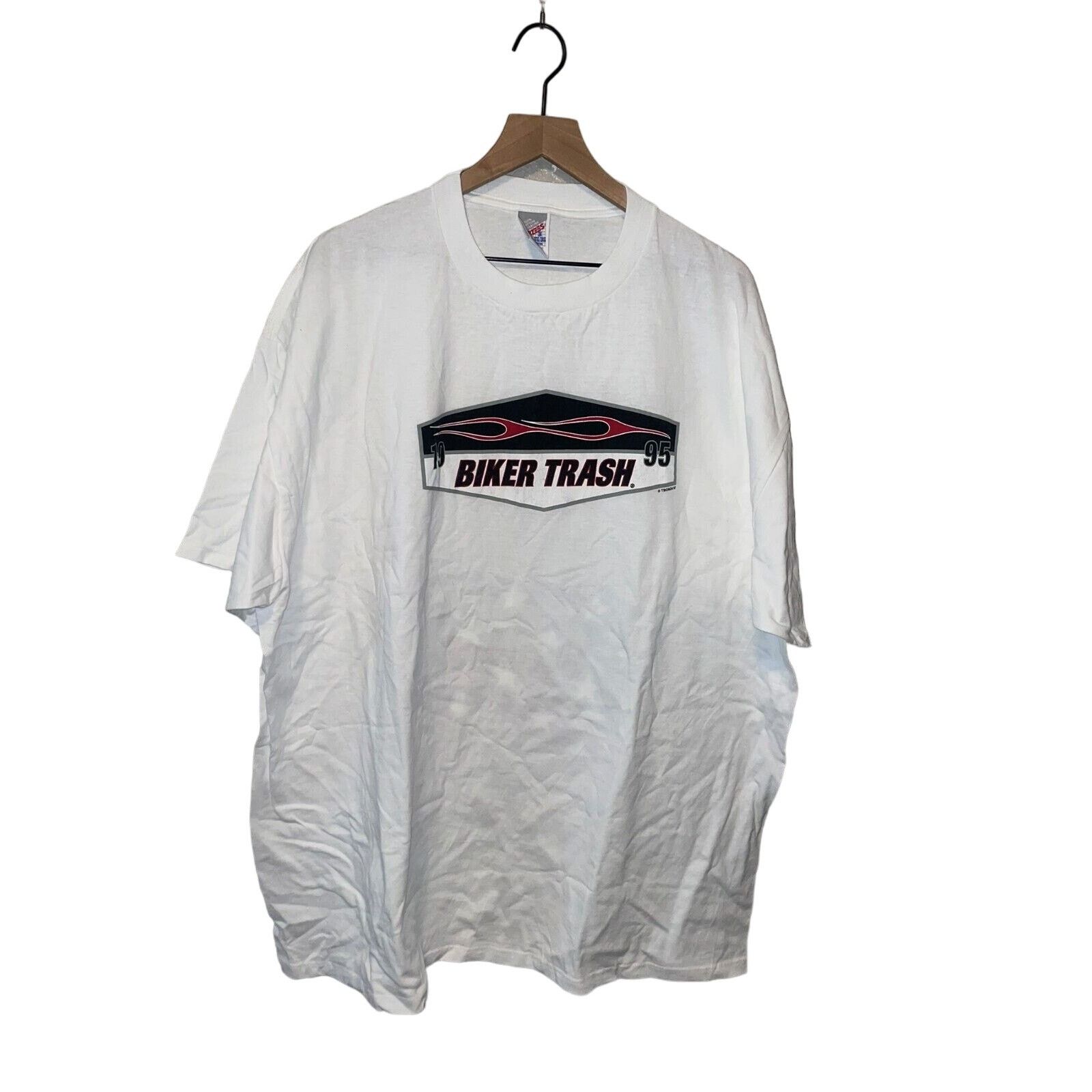 Jerzees Vintage Biker Trash Shirt Motorcycle America Tee 90s VTG 3XL Size US XXL / EU 58 / 5 - 1 Thumbnail