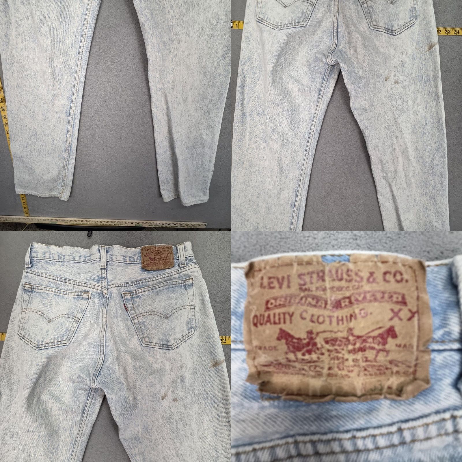Levi's VINTAGE Levi's 501 Jeans Mens Acid Wash Straight Button Fly USA 29x30 Blue Denim Cotton 5-Pocket Size US 29 - 9 Thumbnail