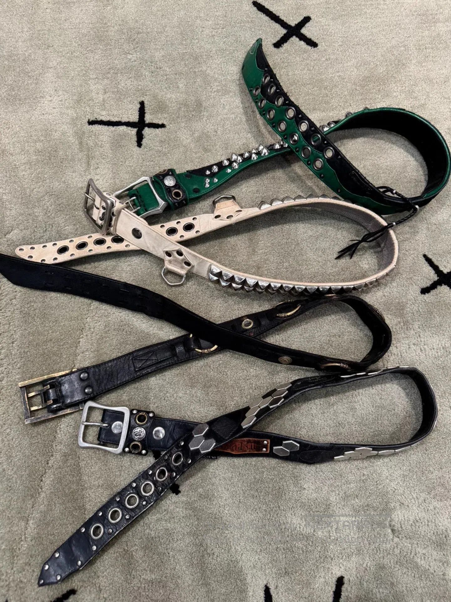Rick Owens Kmrii Pyramid Metal White Leather Belt. Size ONE SIZE - 9 Thumbnail