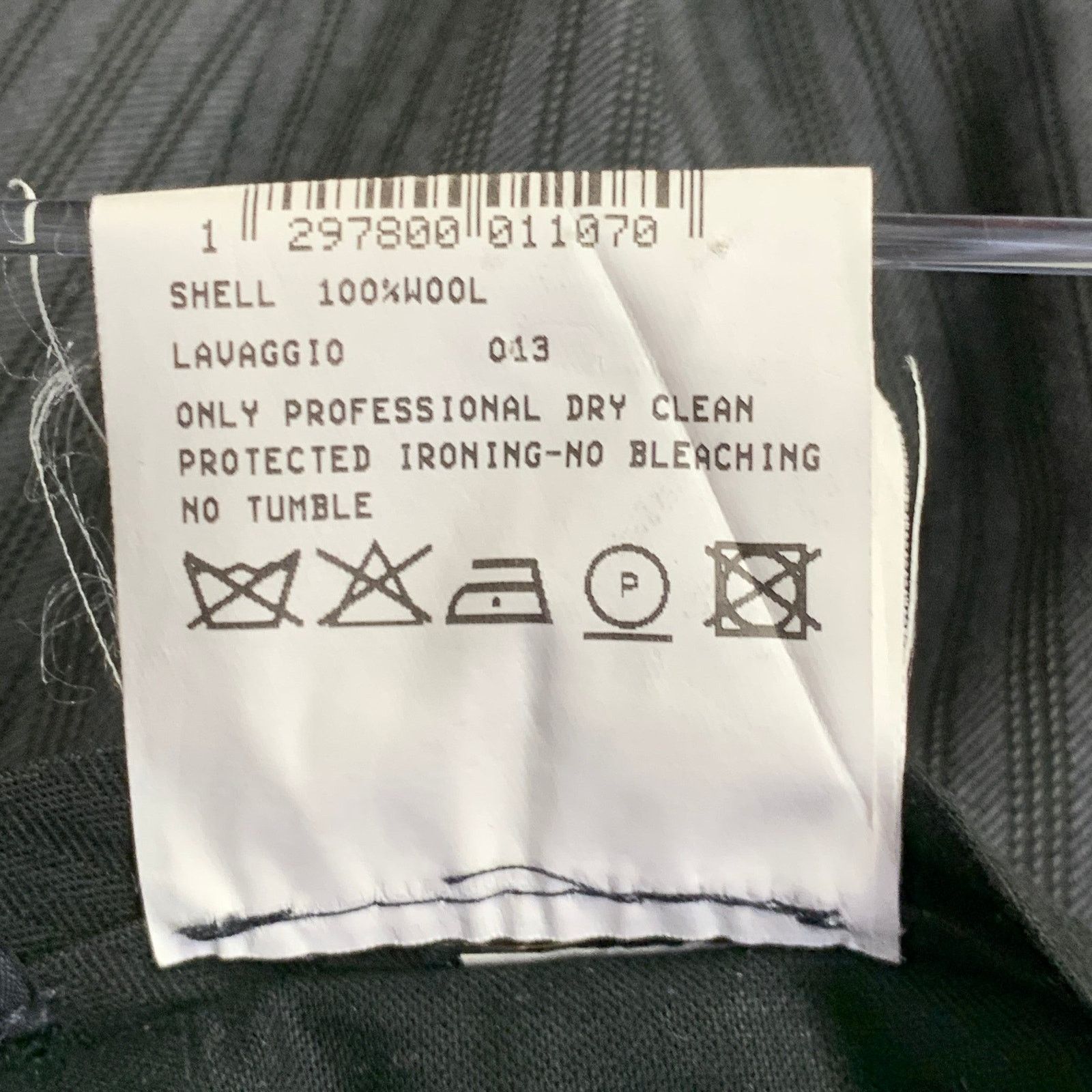 Neil Barrett Black Charcoal Stripe Wool Flat Front Tapered Dress Pants Size 34R - 6 Thumbnail