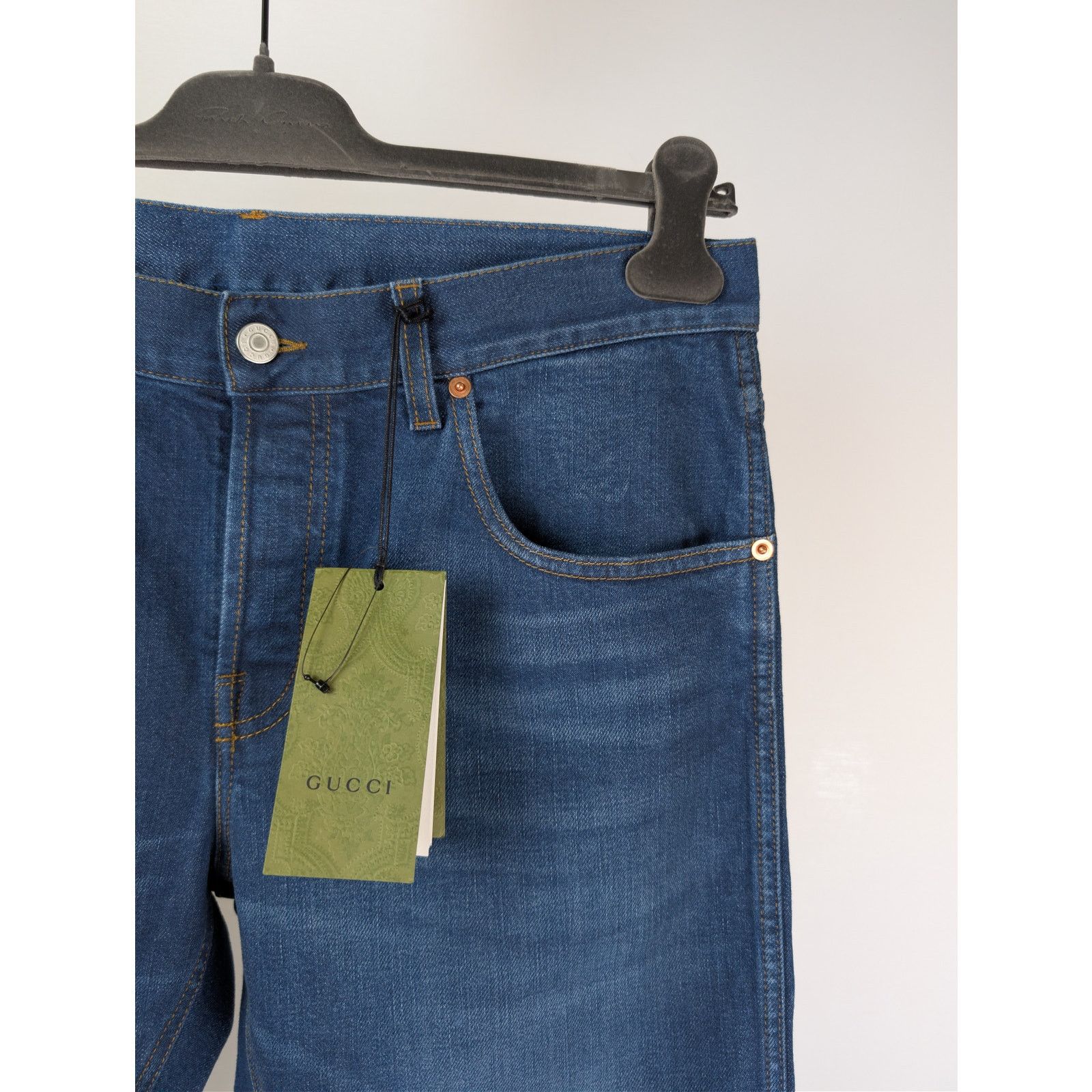 Gucci o1rshd1 Tapered Pant 5 Pocket Washed Stretch Denim Jean Size US 34 / EU 50 - 5 Thumbnail