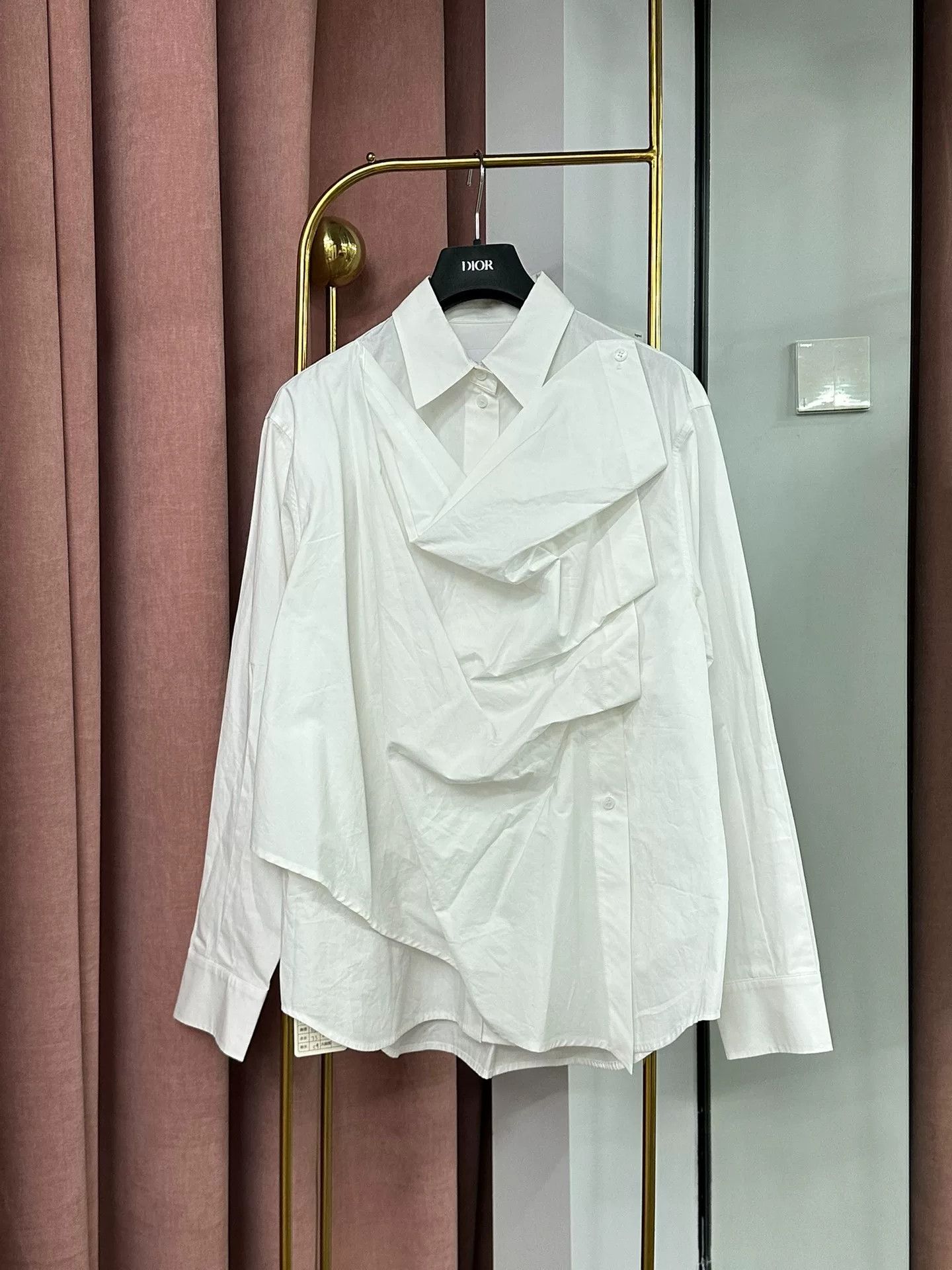 pushBUTTON Pushbutton White Asymmetric Long Sleeve Shirt Size M / US 6-8 / IT 42-44 - 1 Thumbnail