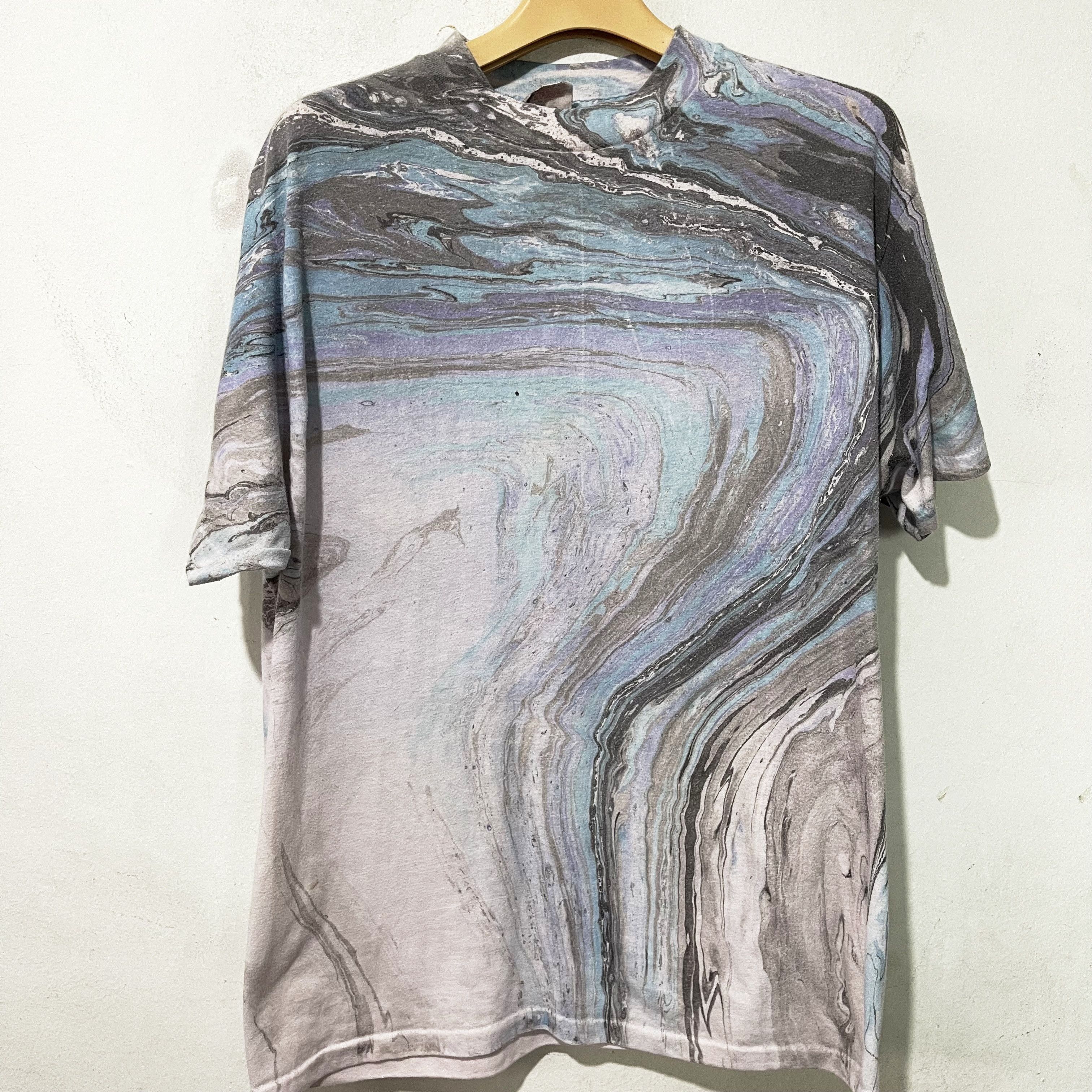 Vintage Vintage 80s Marbled Shirt Size US M / EU 48-50 / 2 - 2 Thumbnail