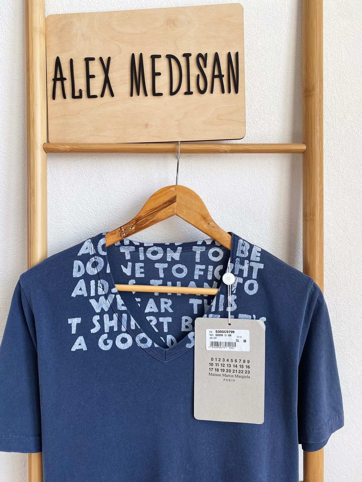 MAISON MARTIN MARGIELA AIDS garment dyed v- neck t-shirt