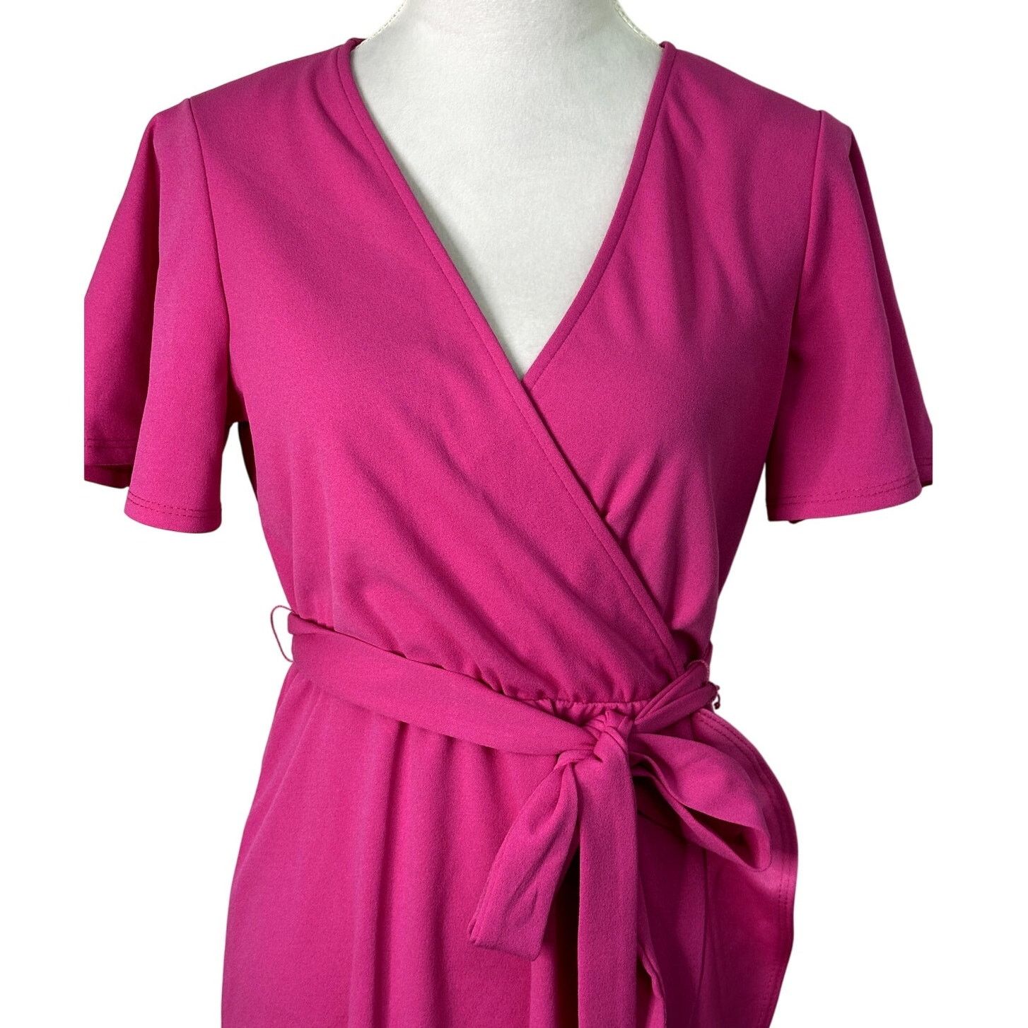 Other Marina Ruffle Mini Dress V-Neckline Short Sleeve Pink S Size S / US 4 / IT 40 - 2 Thumbnail