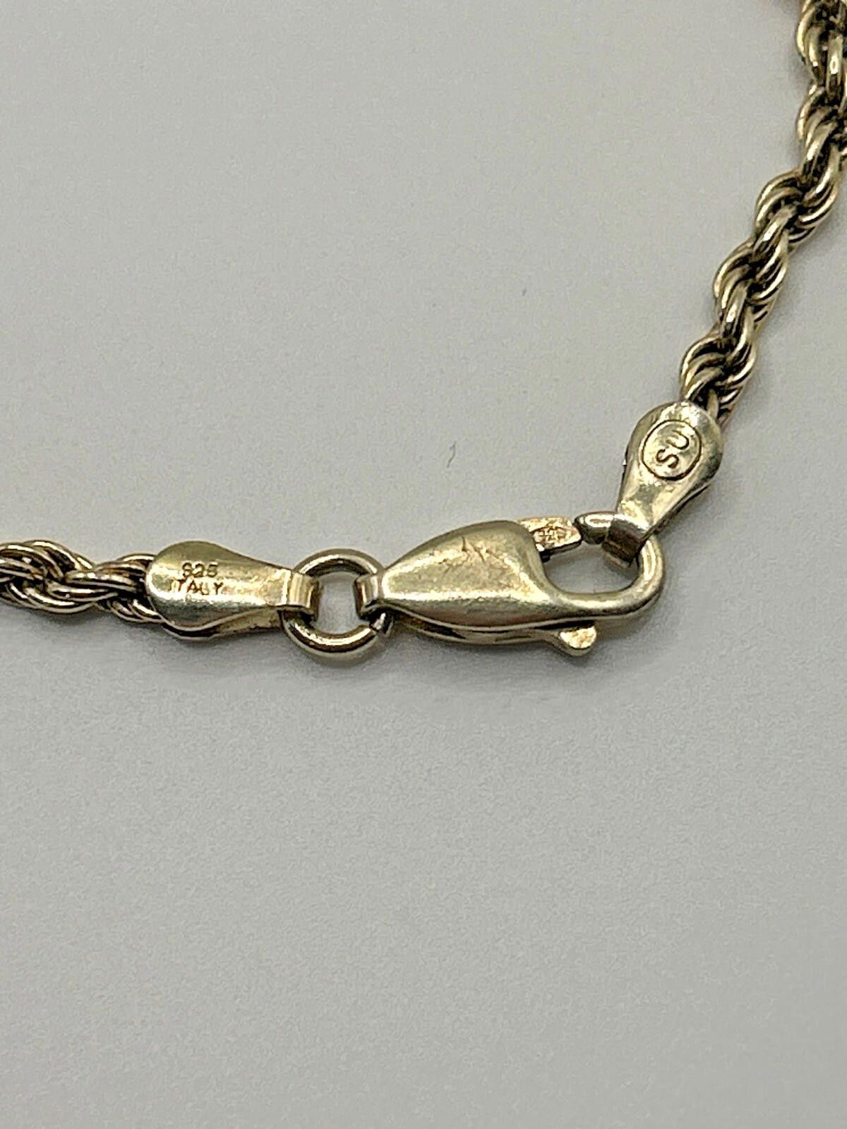The Unbranded Brand Gold tone 925 Sterling Silver 2.5 mm Rope 7" Bracelet Size ONE SIZE - 2 Thumbnail