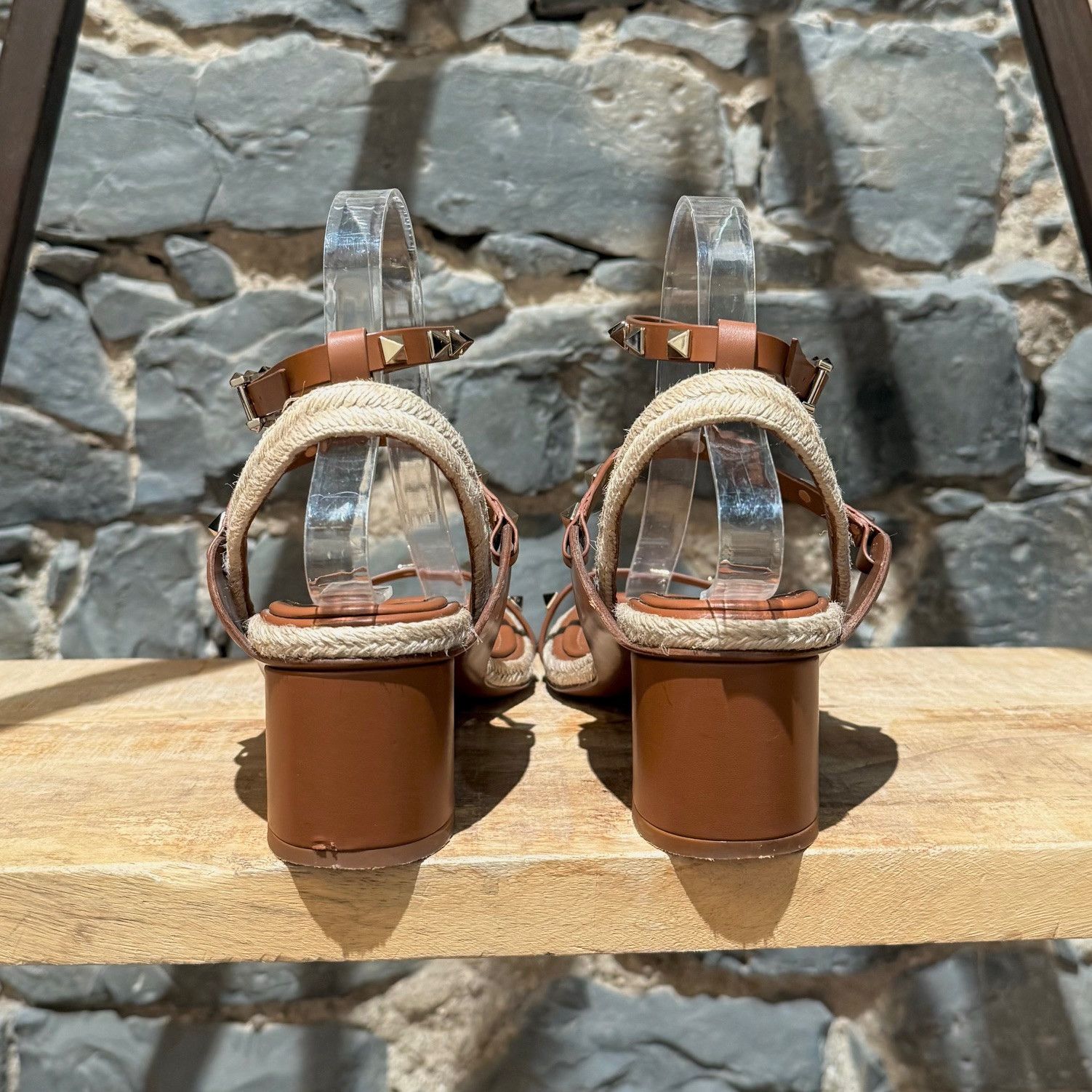 Valentino Valentino Brown Ankle Strap Rockstud Espadrille Sandals Size US 9.5 / IT 39.5 - 5 Thumbnail