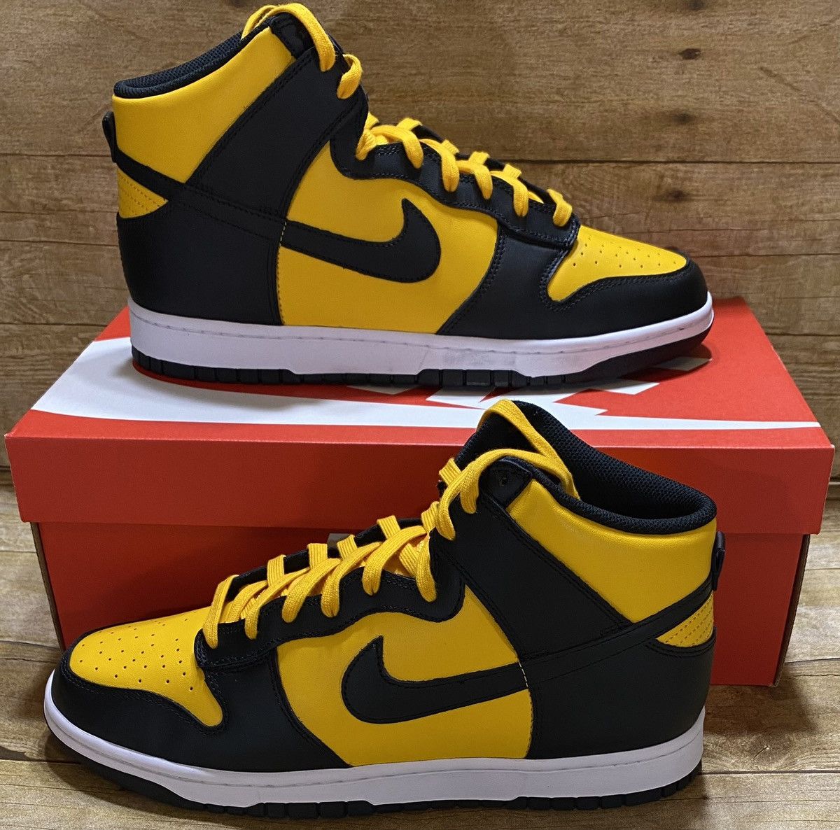 image of Nike Dunk High Reverse Goldenrod Shoes in Black, Men's (Size 12)