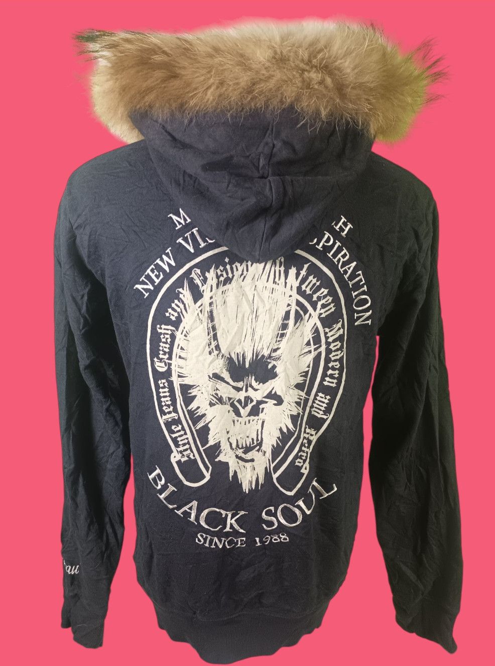 If Six Was Nine × Japanese Brand × Le Grande Bleu (L.G.B.) ONIARAI Black Soul Japanese Street Culture Fur Hoodie Size US M / EU 48-50 / 2 - 18 Thumbnail