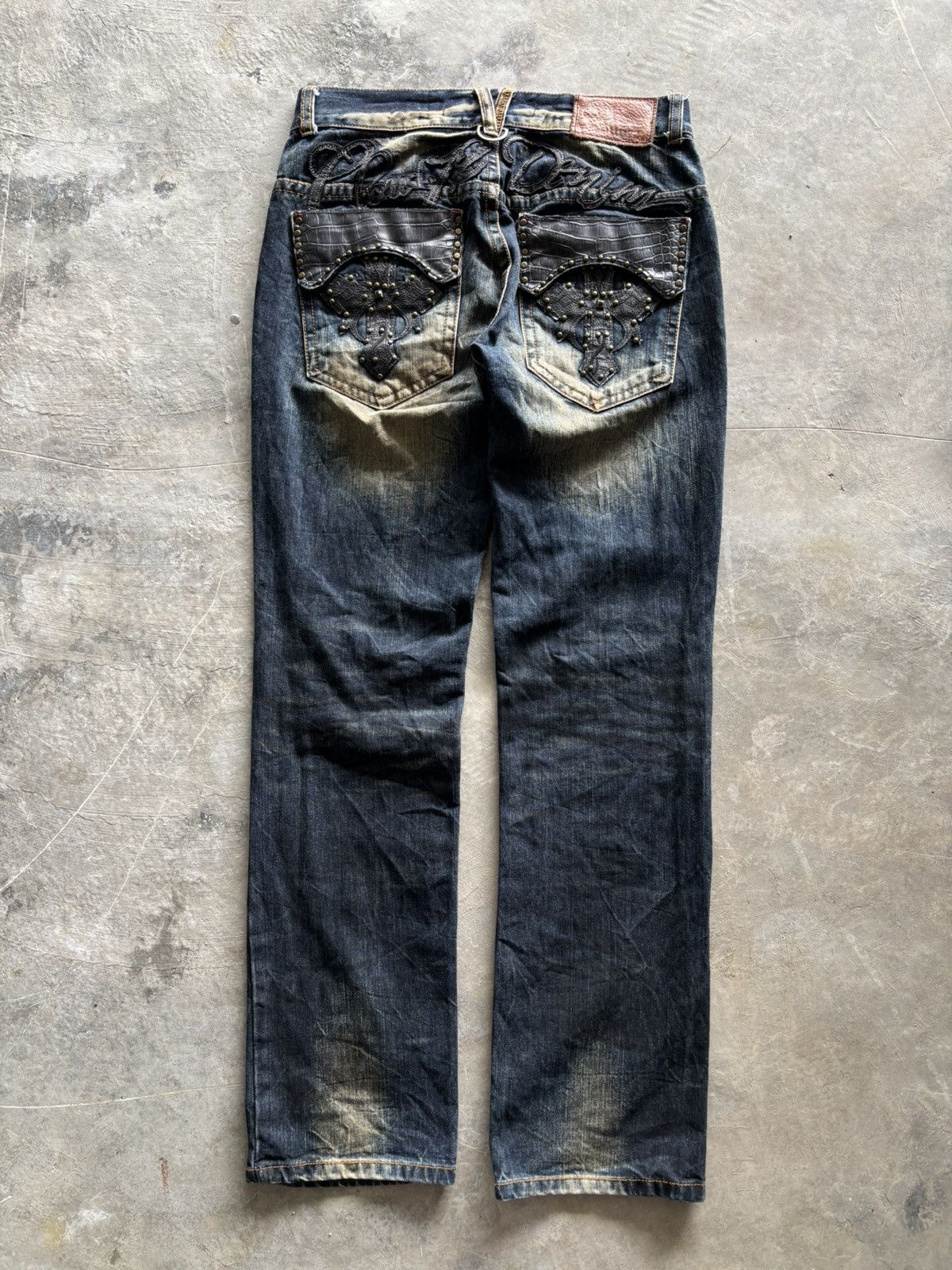 Japanese Brand RUSTY CLOUD72 crocodile patches cross chrome hearts inspired Size US 33 - 12 Thumbnail