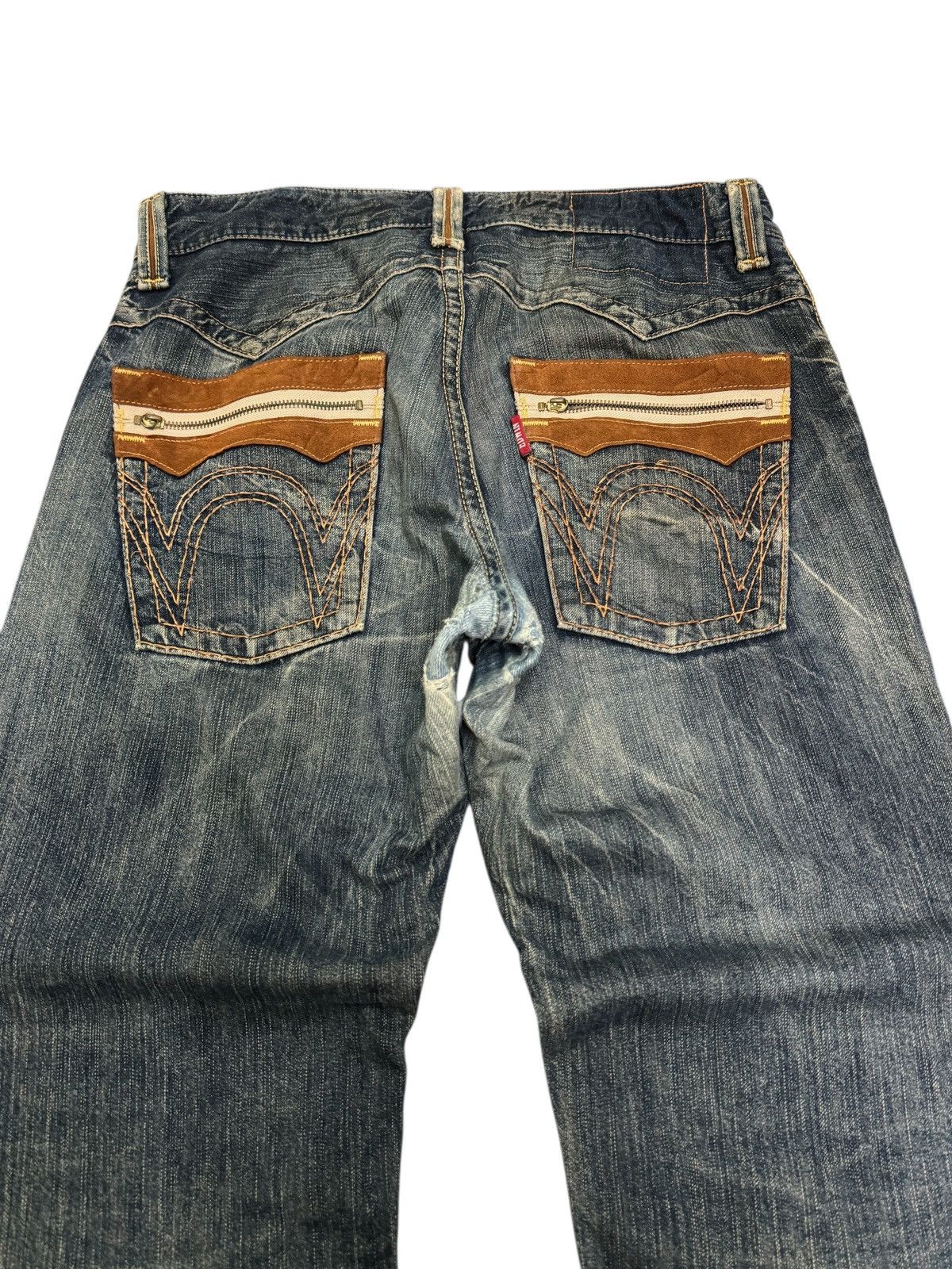 Edwin Distress Edwin Leather Trimmed Western Baggy Rusty Wash Size US 33 - 9 Thumbnail
