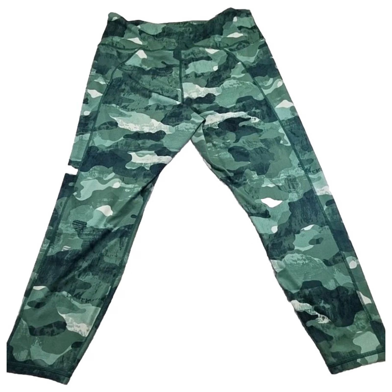 Fabletics Fabletics PowerHold High Rise Camo Leggings Women’s XL Green Compression Slimming Breathable Moisture Wicking Pull On Activewear Women Size 40" / US 18 - 5 Thumbnail