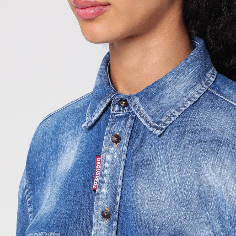 Dsquared2 o1d2blof0824 Denim Shirts in Blue Size XS / US 0-2 / IT 36-38 - 4 Thumbnail